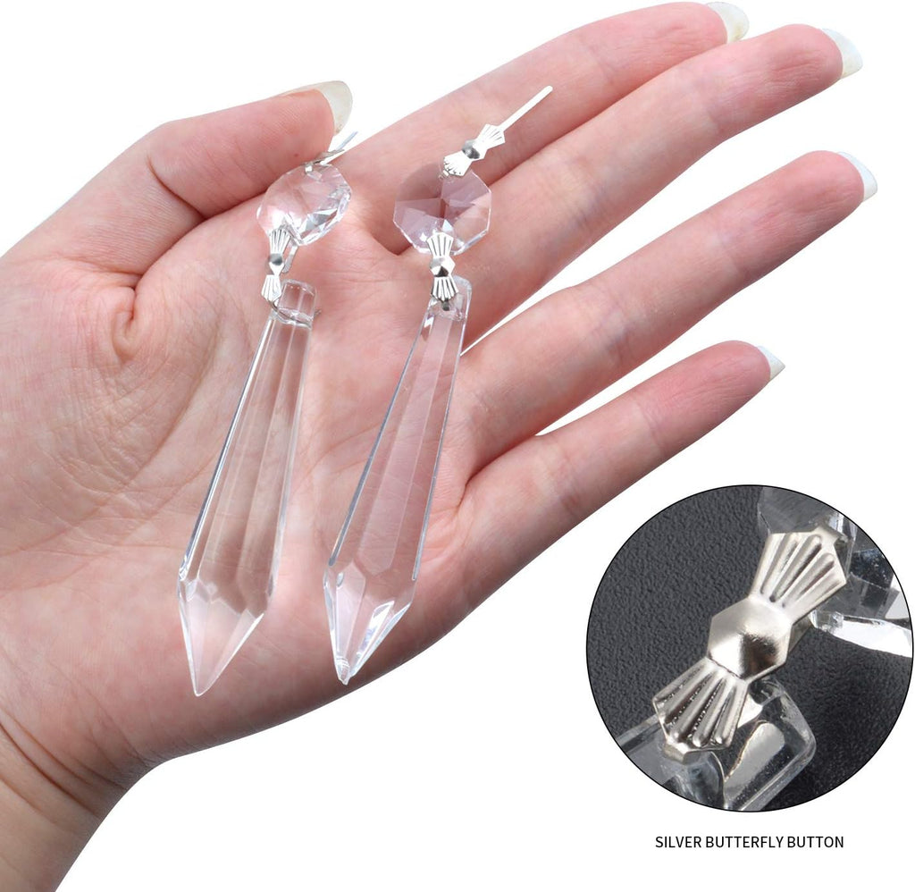 20 Pieces Clear Chandelier Crystals, 63mm Replacement Crystal Icicle Prisms Pendants Glass Crystal Beads