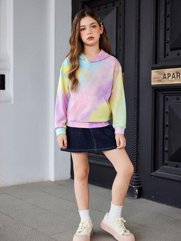 Graphic Hoodies for Girls Tie Dye Sweatshirt Cute Pullover Tops