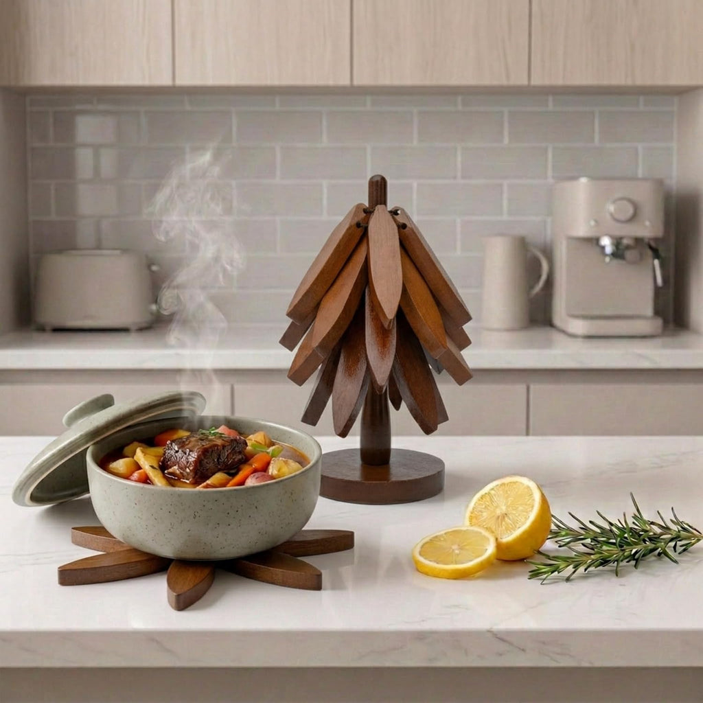 Tree Shaped Wooden Trivets for Hot Dishes, Pots & Pans - Hot Pads