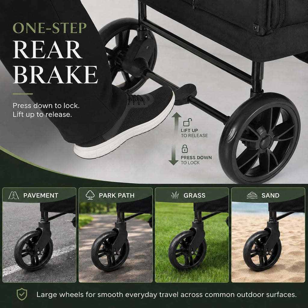 Wagon Stroller for 2 Kids, Foldable with Push/Pull Handles