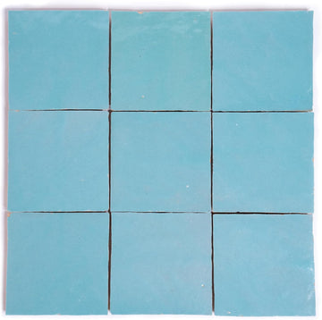 Zellige Mosaic Tile, 4x4in. Floor & Wall in Powder Blue | Clay