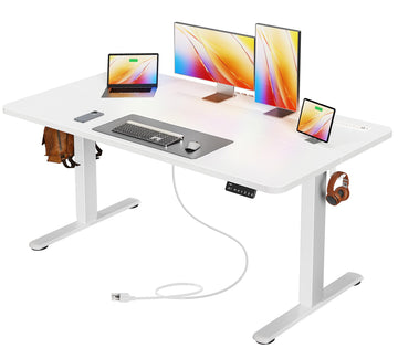 55 X 24 Inch Electric Standing Desk with Power Outlets and USB-C Port, Height Adjustable Desk, Sit Stand Desk