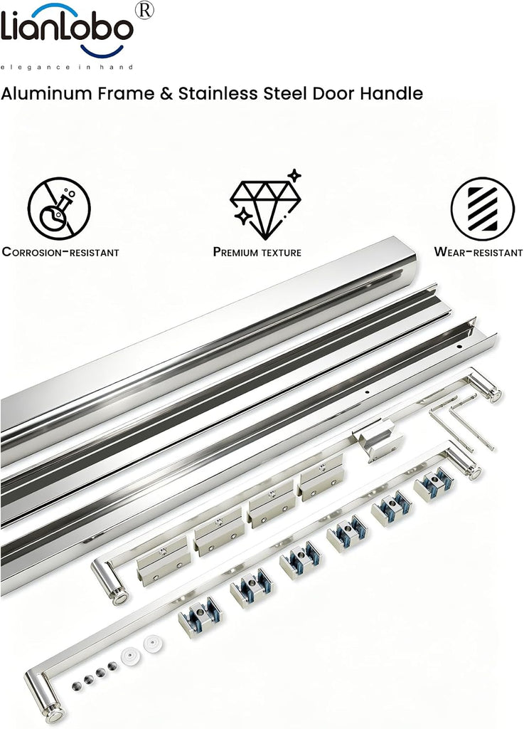 Glass Shower Door, 56"-60" W x 72" H Sliding Shower Door