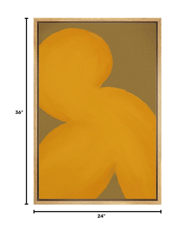 Framed Canvas Print Wall Art Geometric Mid-Century Yellow Polygon Abstract Shapes Illustrations Minimalism Decorative