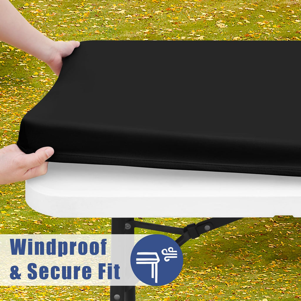 2 Pack Rectangle Spandex Fitted Table Cloth, 6FT Elastic Tablecloth
