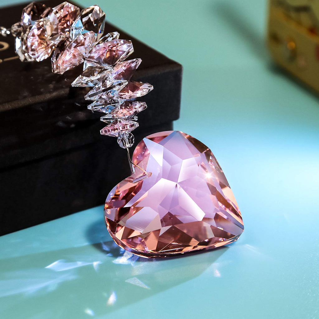 45mm Clear Glass Heart Crystal Ball Prism Pendant, Suncatcher for Windows, Outdoor Garden Hanging Décor, Gifts for