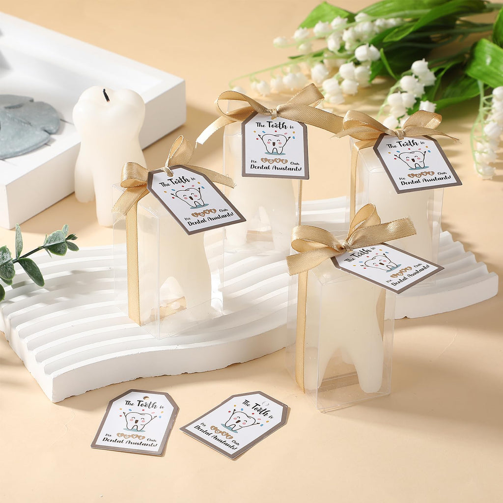 6 Pcs Tooth Scented Candles Aesthetic Dentist Office Tooth Decoration Natural Soy Wax Aromatherapy Candle for Dental