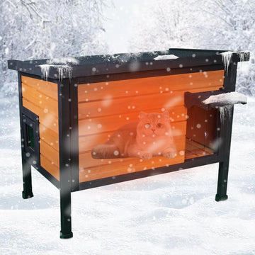 Outdoor Insulated Cat House Feral Cat Enclosure Cat Shelter Weatherproof