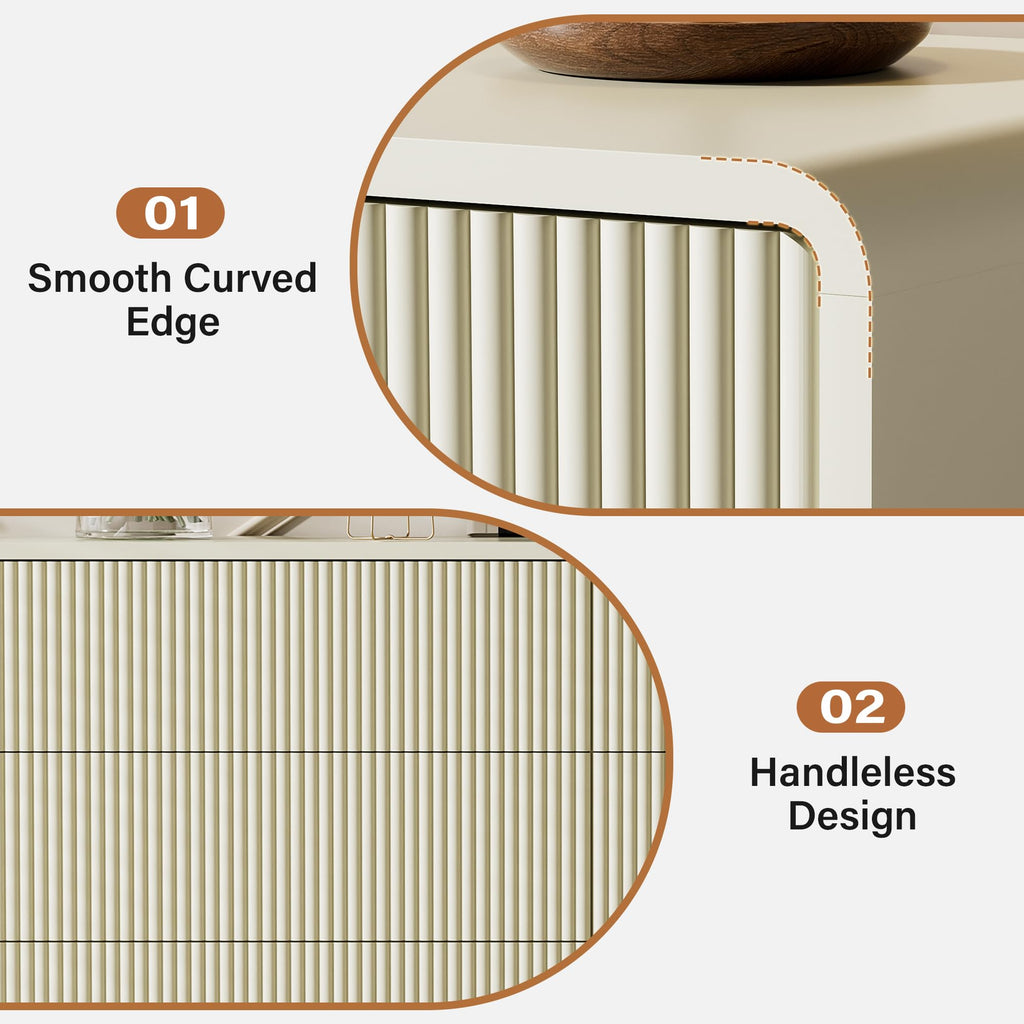Beige 6 Drawer, 55.1" Wide Chest of Drawers