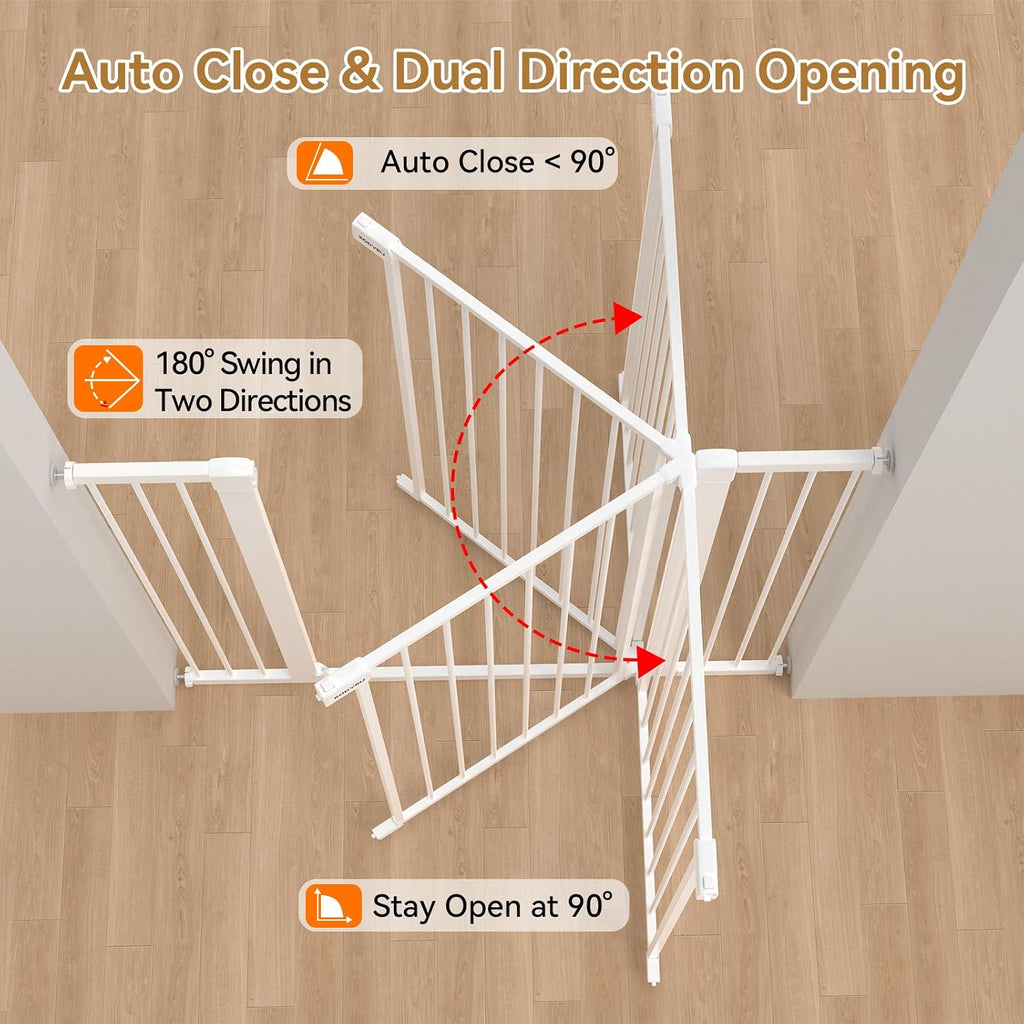 43 inch Tall Safety Dog Gate Adjustable 29.7-45.2 inch Extra-Wide Metal Pet Gate Drill-Free Pressure-Mount