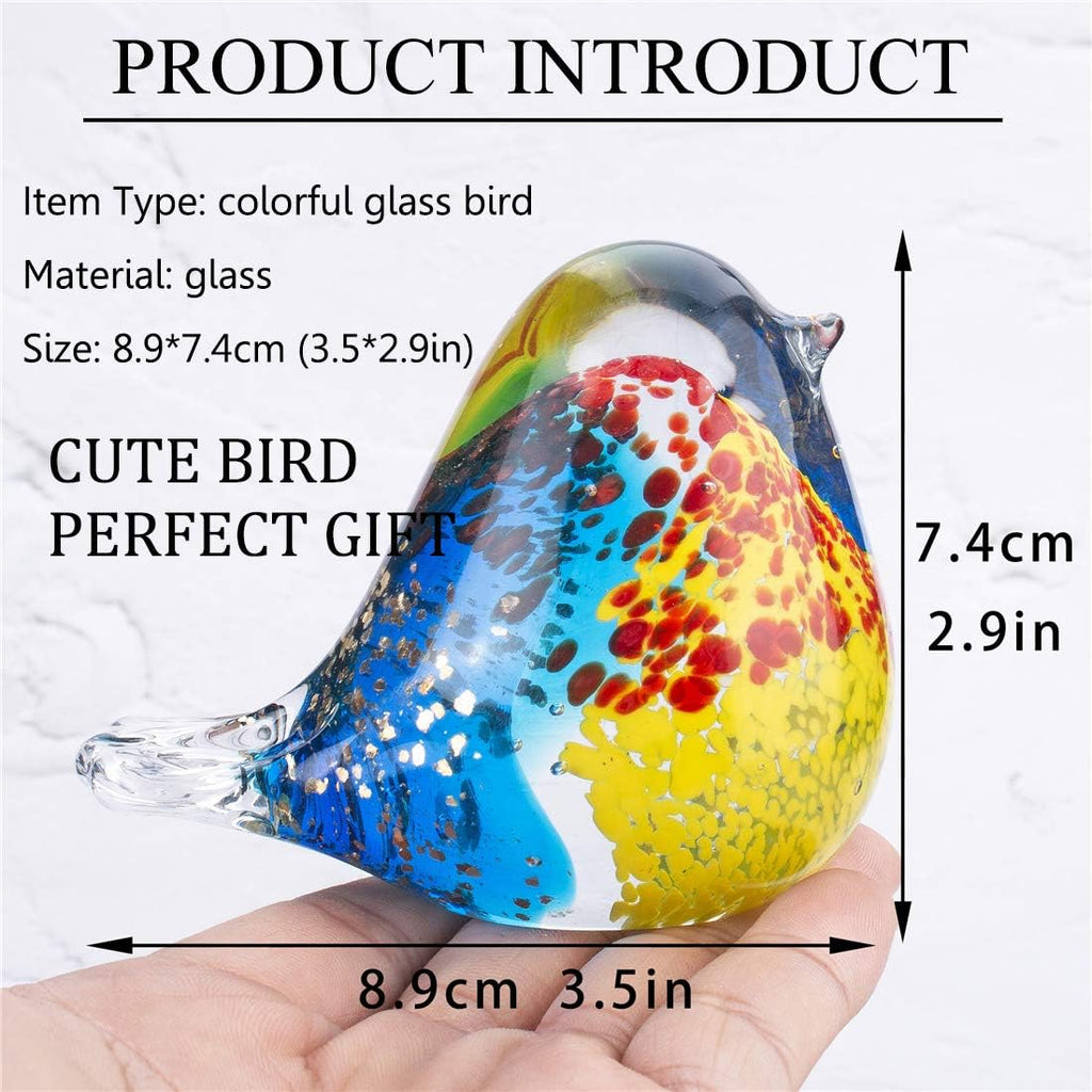 3.5" Blown Glass Bird Figurine Art Glass Bird Crystal Paperweight