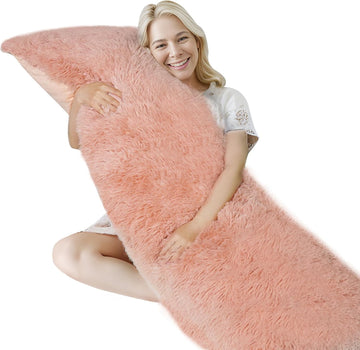 Fluffy Body Pillow, Full Body Pillows for Adults, Long Pillow for Sleeping with Removable Cover and Adjustable
