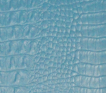 Vinyl Fabric Crocodile Gator Fake Leather Upholstery 54" Wide Sold By The Yard (Pool Blue)