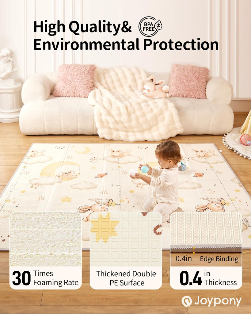 Baby Play Mat 71x59 Inches, Foldable Play Mats for Babies and Toddlers, Waterproof & Anti-Slip Portable Baby Floor