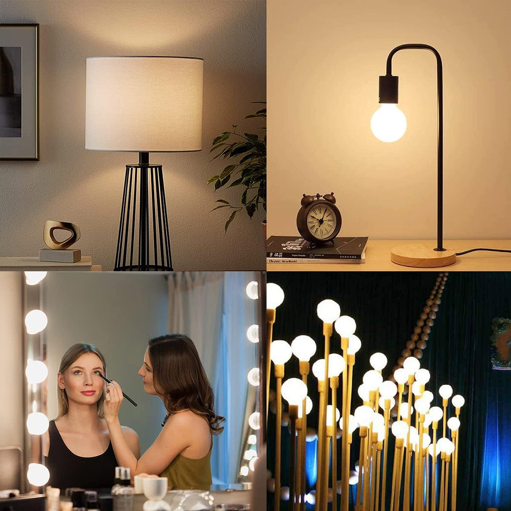 G25 LED Globe Light Bulbs Glass, E26 Base, Warm White 2700K, 6 Pack