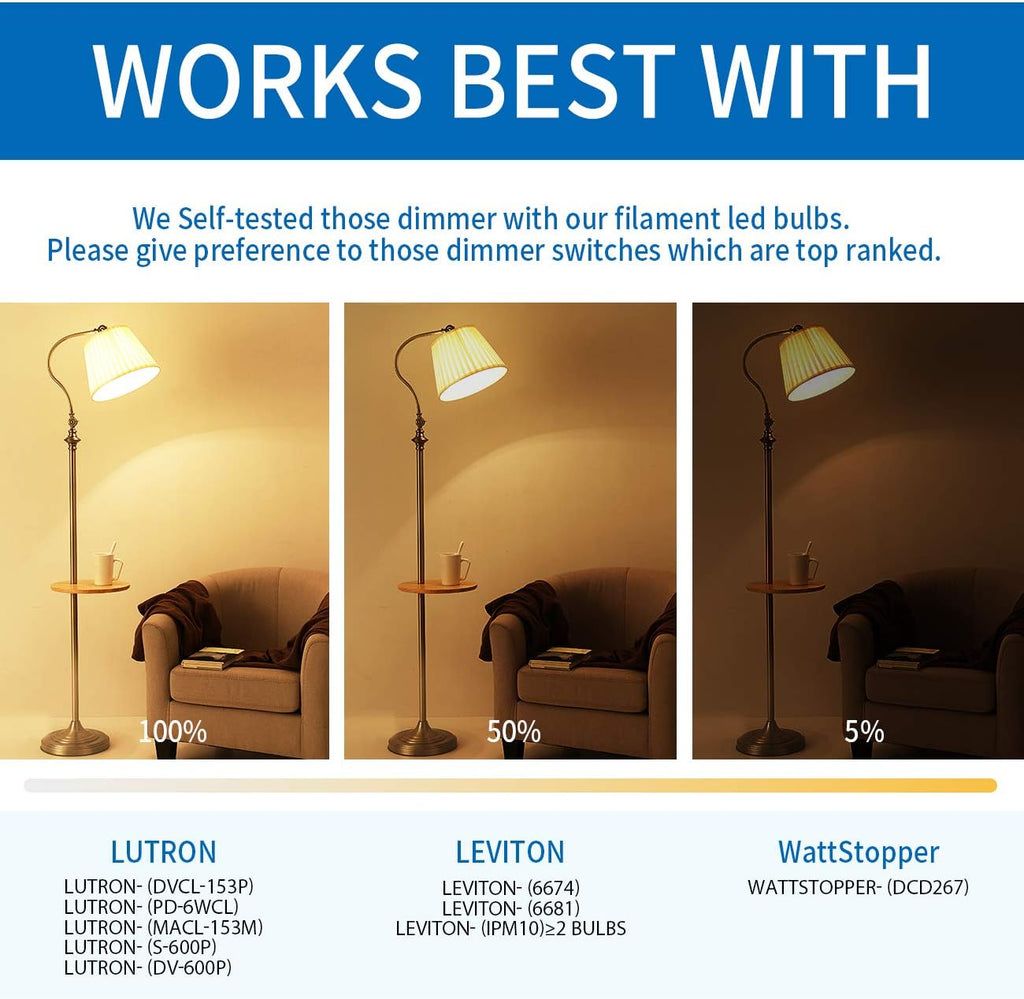 Clear ST21 LED Edison Light Bulb 7W=60W 800LM 2700K Warm White Bulb