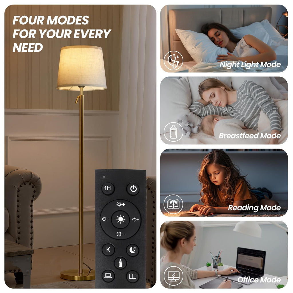 Floor Lamp Height Adjustable with Remote Control Gold