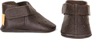 Dark Brown Leather Baby Shoes Soft Sole Booties Gender Neutral Stylish Baby Sneakers Comfortable First Shoes Handmade
