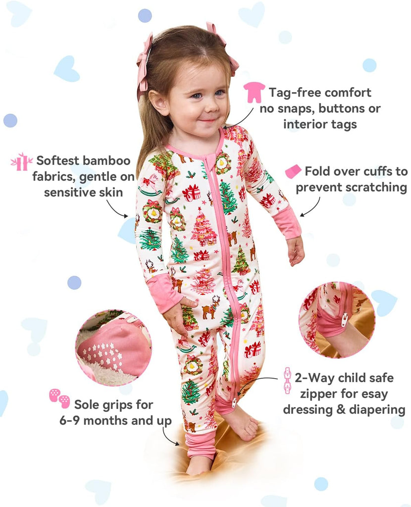 Viscose derived from bamboo Baby Footie Pajamas Convertible Newborn Sleeper for Baby Girl Zipper Onesie 12