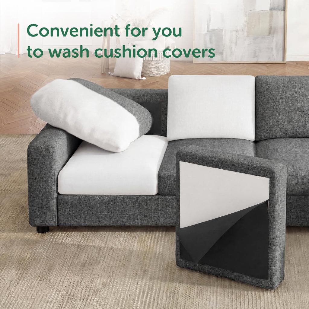Sectional Sofa with Storage, U Shape Sofa with Chaise, 7 Seater Sectional Couch, Light Grey