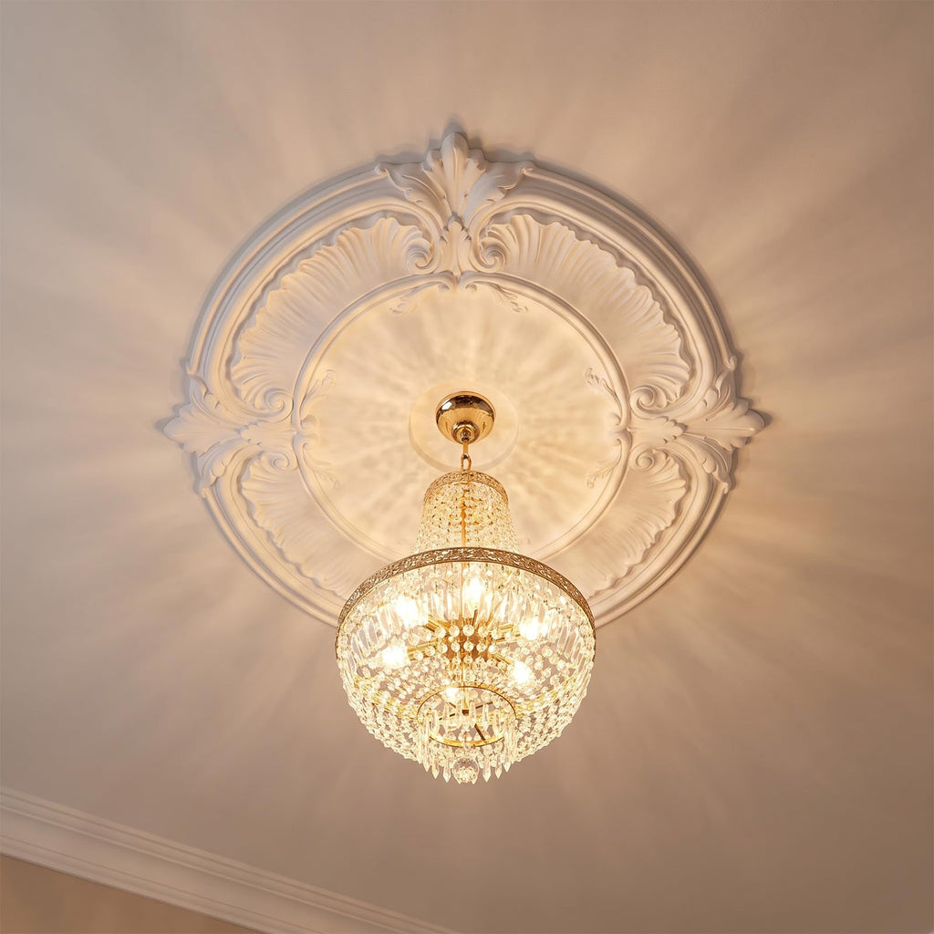 2 Pcs PU Ceiling Medallion Decorative Round Home Lighting