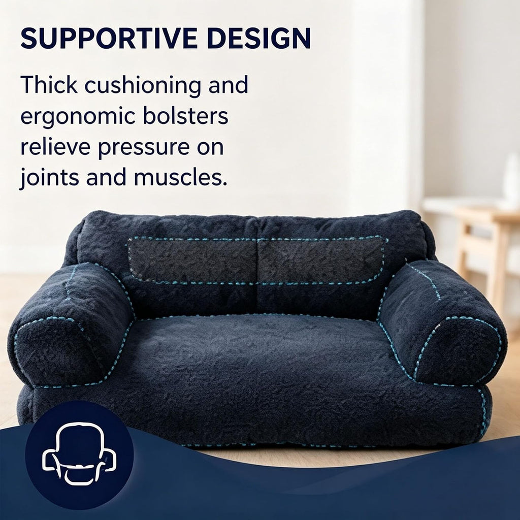Plush Calming Pet Sofa Bed for Dogs and Cats with Removable Washable Cover, Soft Orthopedic Comfort Pet Couch Bed