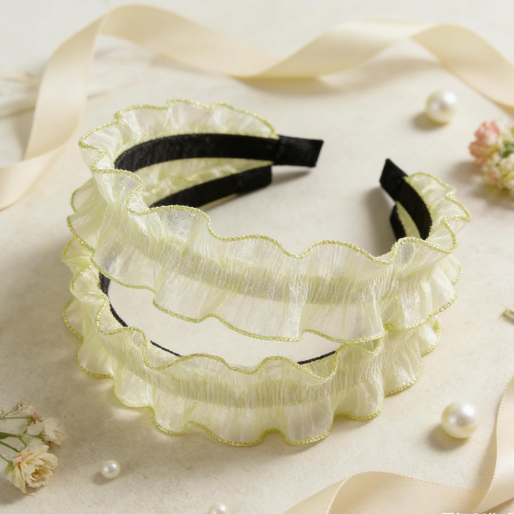 15 Yards Ruffle Pleated Chiffon Trim, 5.1 Inch Yellow Organza Tulle Fabric Trims, Retro Iridescent Locking Edge Lace