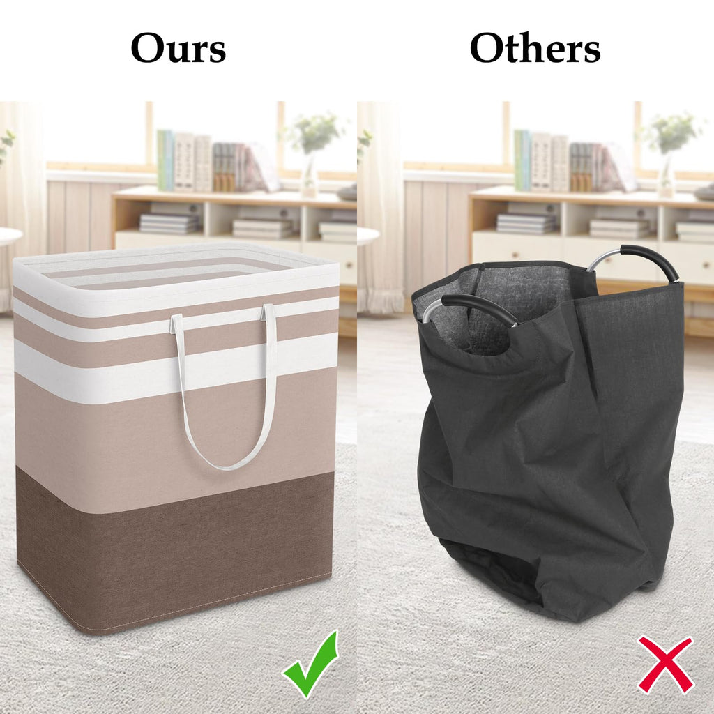 Basket Hamper, 100L Collapsible Clothes Storage, Khaki