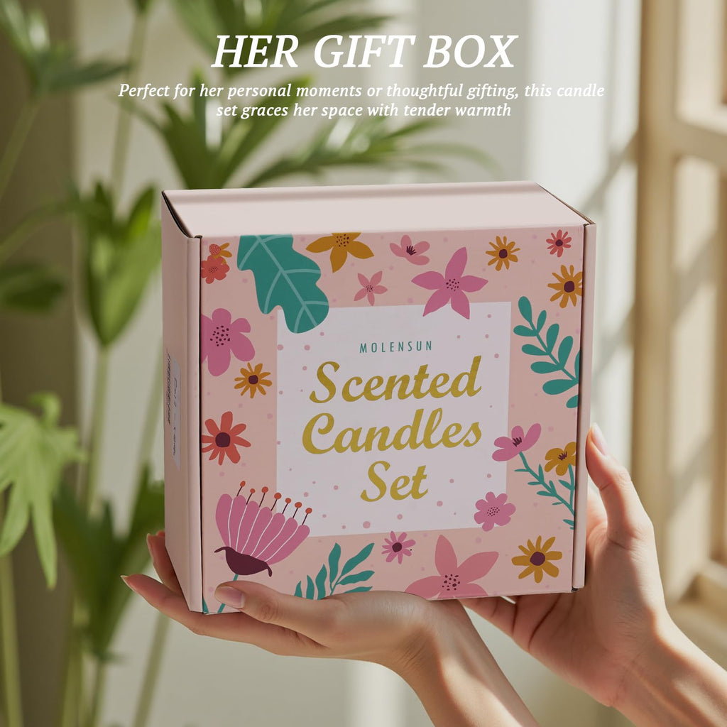 4 Pack Candles Scented, 28 oz Long Lasting Candles, Soy Set Gift for Women - Scents of Lemon Eucalyptus/Vanilla