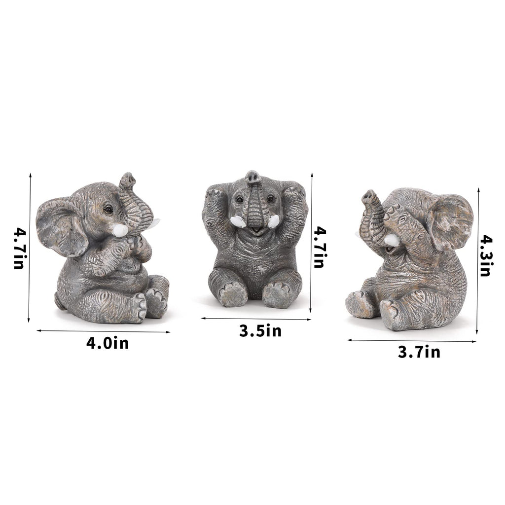 Set of 3 Elephant Statues Cute Figurines Home Decor