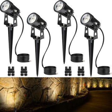 3W Low Voltage Landscape Lighting LED Landscape Spotlights with Connectors Waterproof Low Voltage Landscape Lights