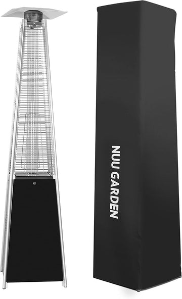 48,000 BTU Pyramid Outdoor Propane Patio Heater with Oxford Cover, Hammered Bronze Tower Heater for Garden, Terrace