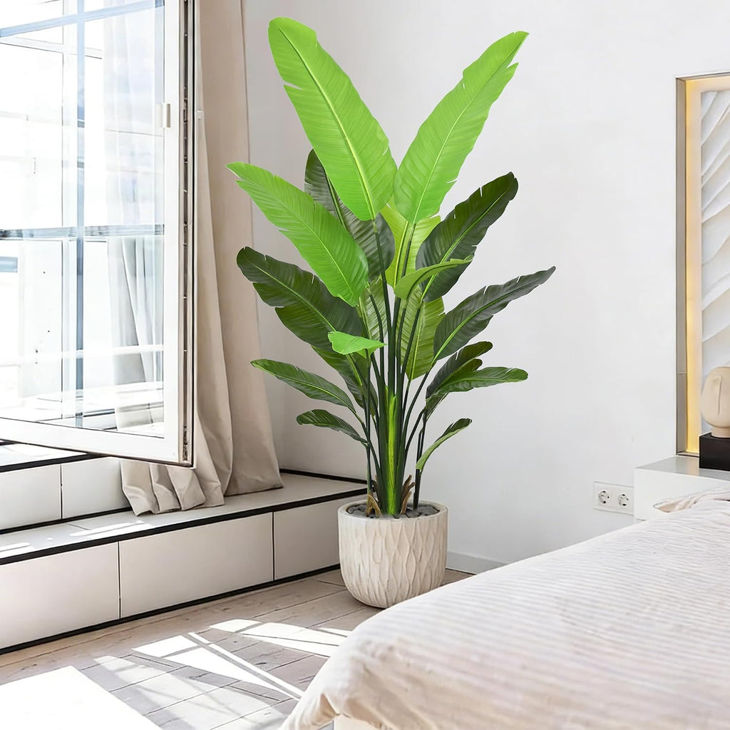 Bird of Paradise Tree 6FT - Tall Faux Plants Indoor with Realistic Trunks & Lifelike Leaves Living Room Office Indoor