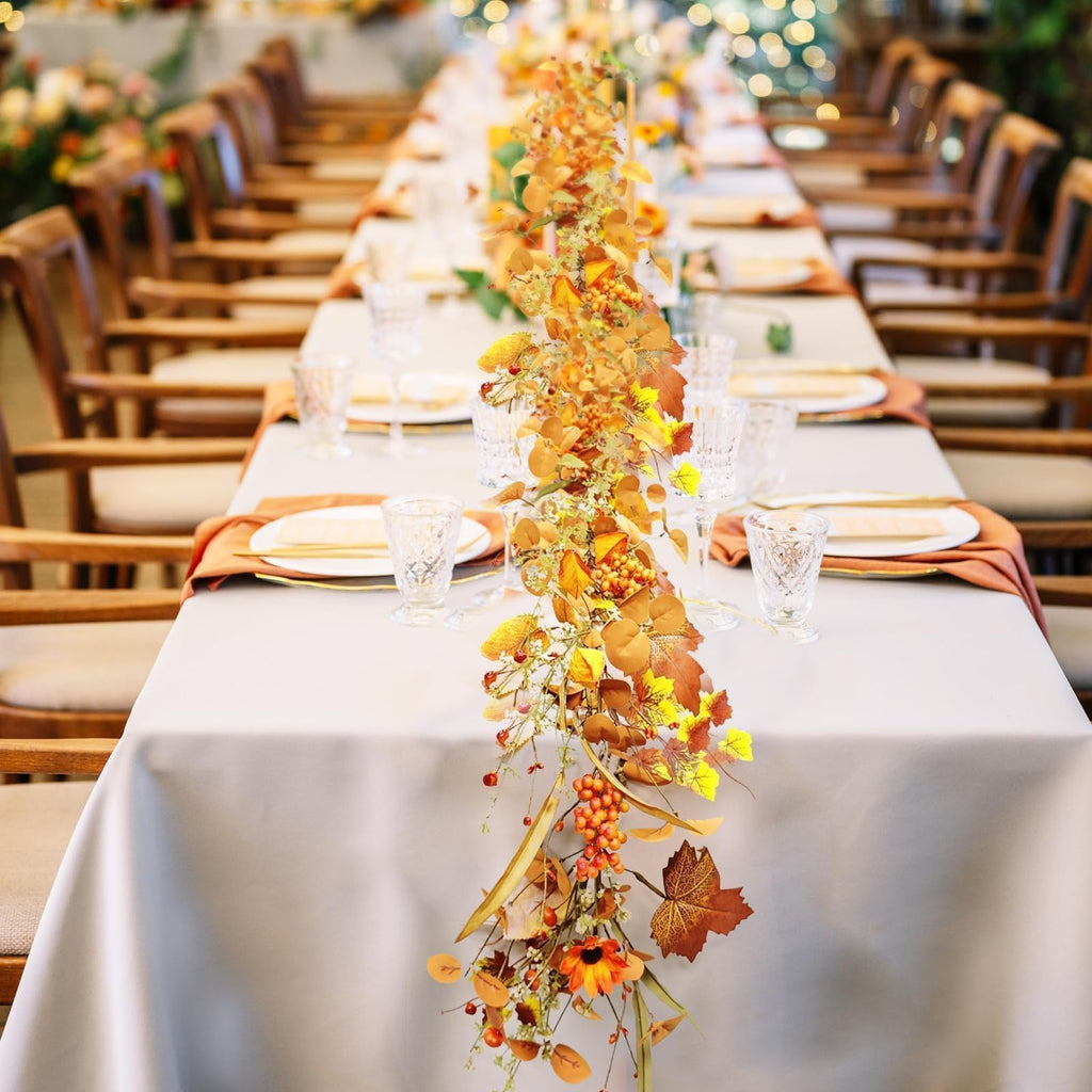 6.5ft Fall Garland for Decoration, Artificial Bittersweet Maple Leaf Hanging Vine for Outdoor, Fireplace Mantle