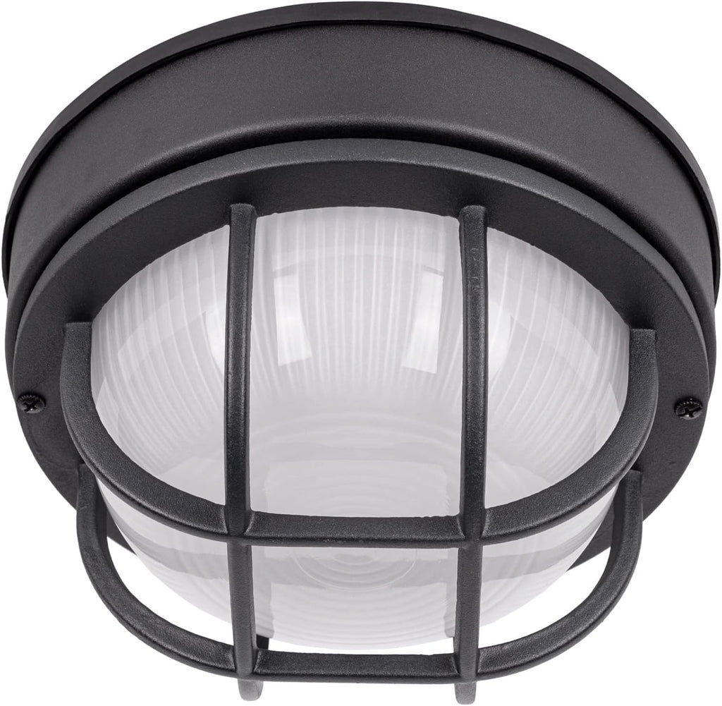 YoonLIT 8.0 inch Outdoor LED Bulkhead Light Fixture, Wall or Ceiling Flush Mount Waterproof, for Porch, Basement