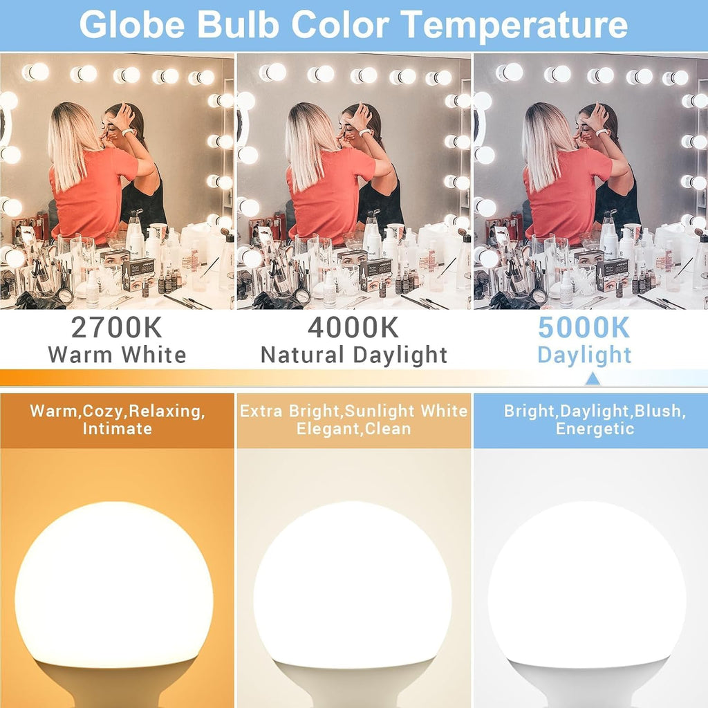 G25 LED Globe Light Bulbs, Vanity Bulbs 60W Equivalent
