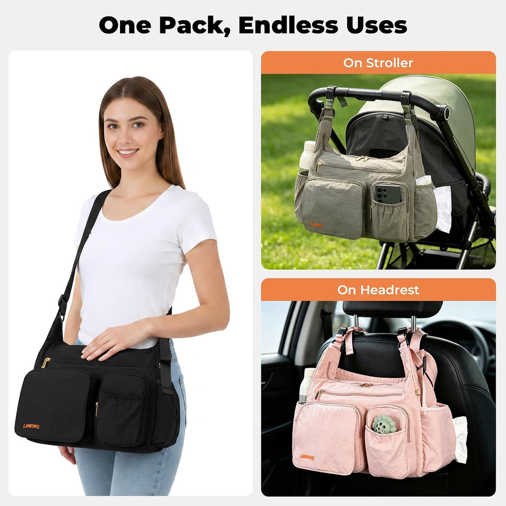 Crossbody Diaper Bag, in-1 Stroller Caddy