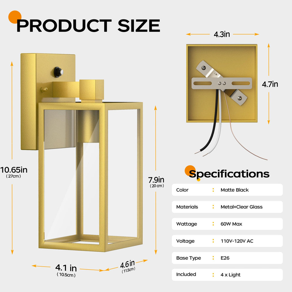 Dusk to Dawn Exterior Lighting Fixtures, Outdoor Porch Light Wall Sconce