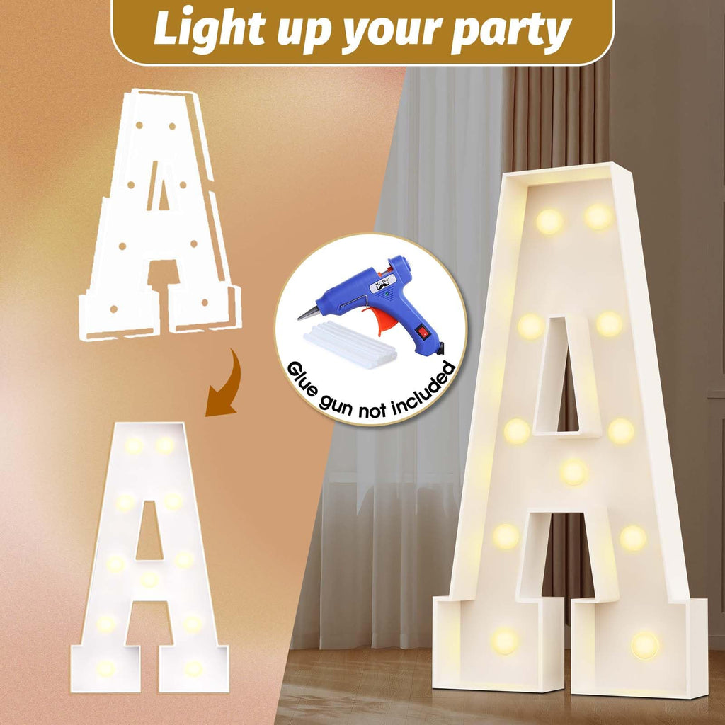 Easy-Assemble 4FT Marquee Light Up Letter, Large Lighted Letter A