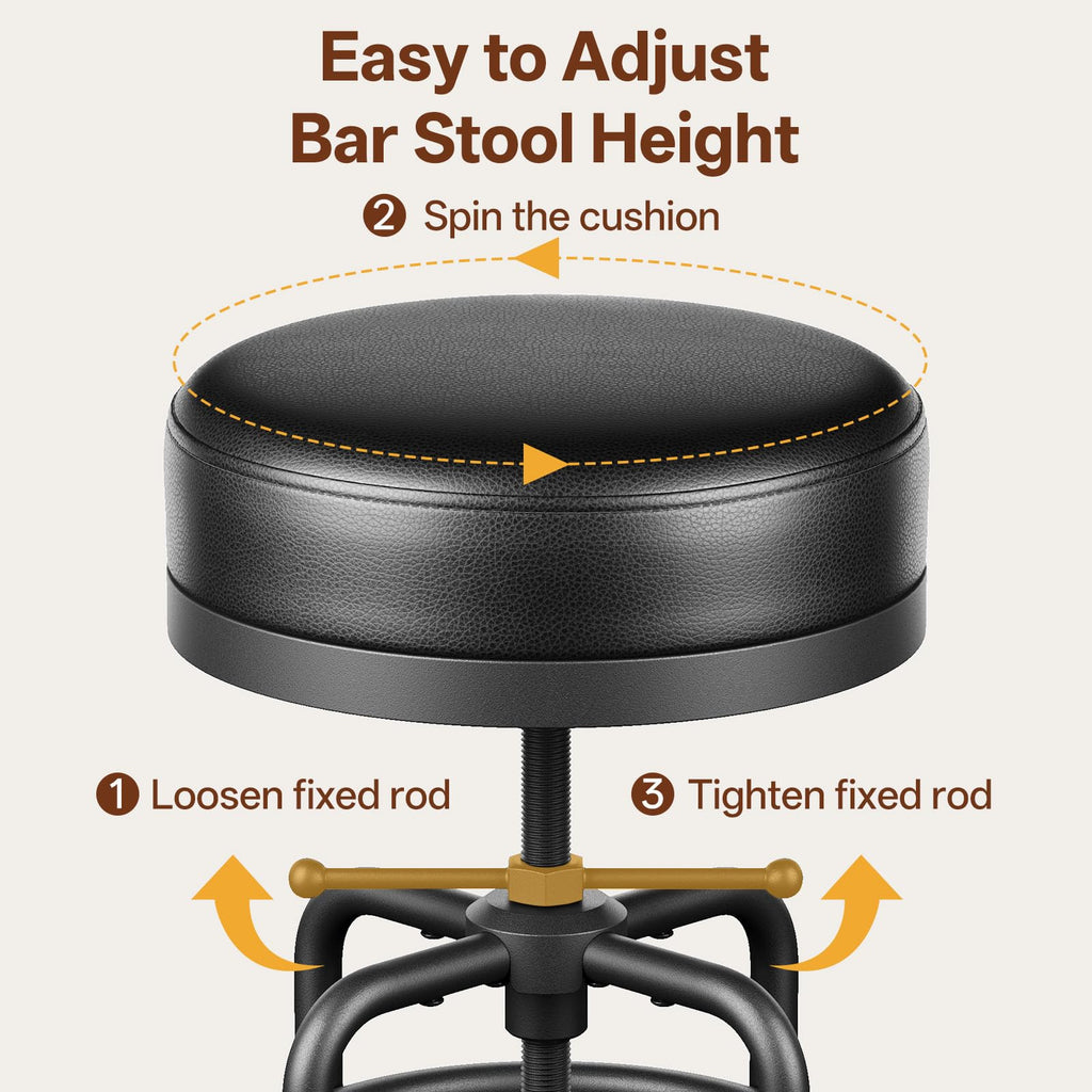 22-29 Inch Adjustable Height Industrial Swivel Bar Stool