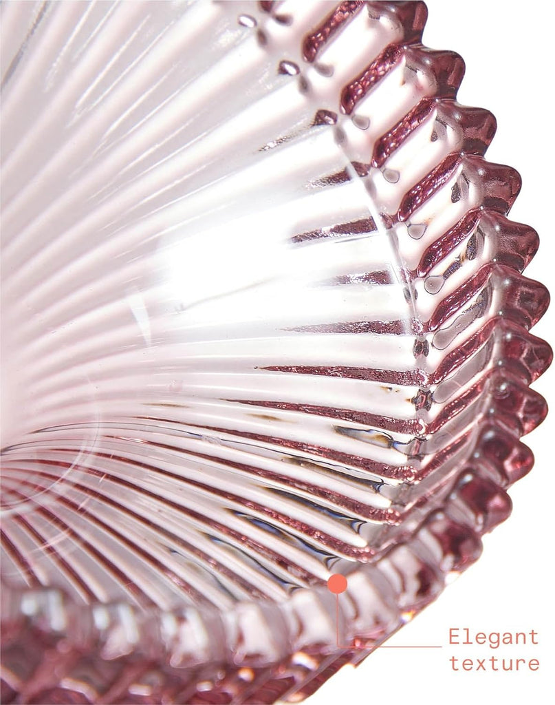 Rose Pink Ribbed Glass Lidded Storage Jar, Elegant Decorative Canister, Multipurpose Container For Jewelry, Trinkets