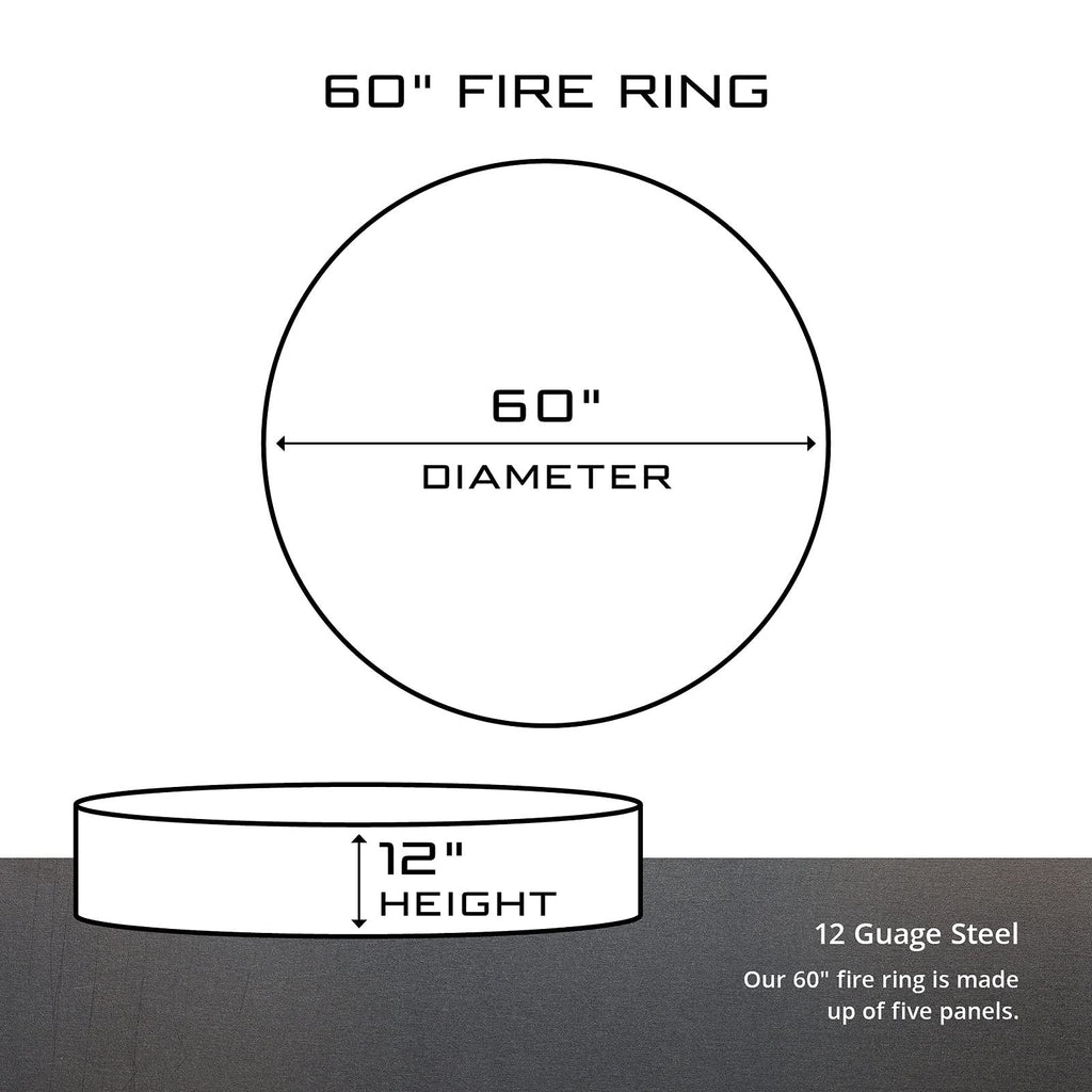 Mans Best Friend Unpainted 12 in. Tall 60 in. Diameter Outdoor Fire Ring with Fire Poker - 60 x 60 x 12