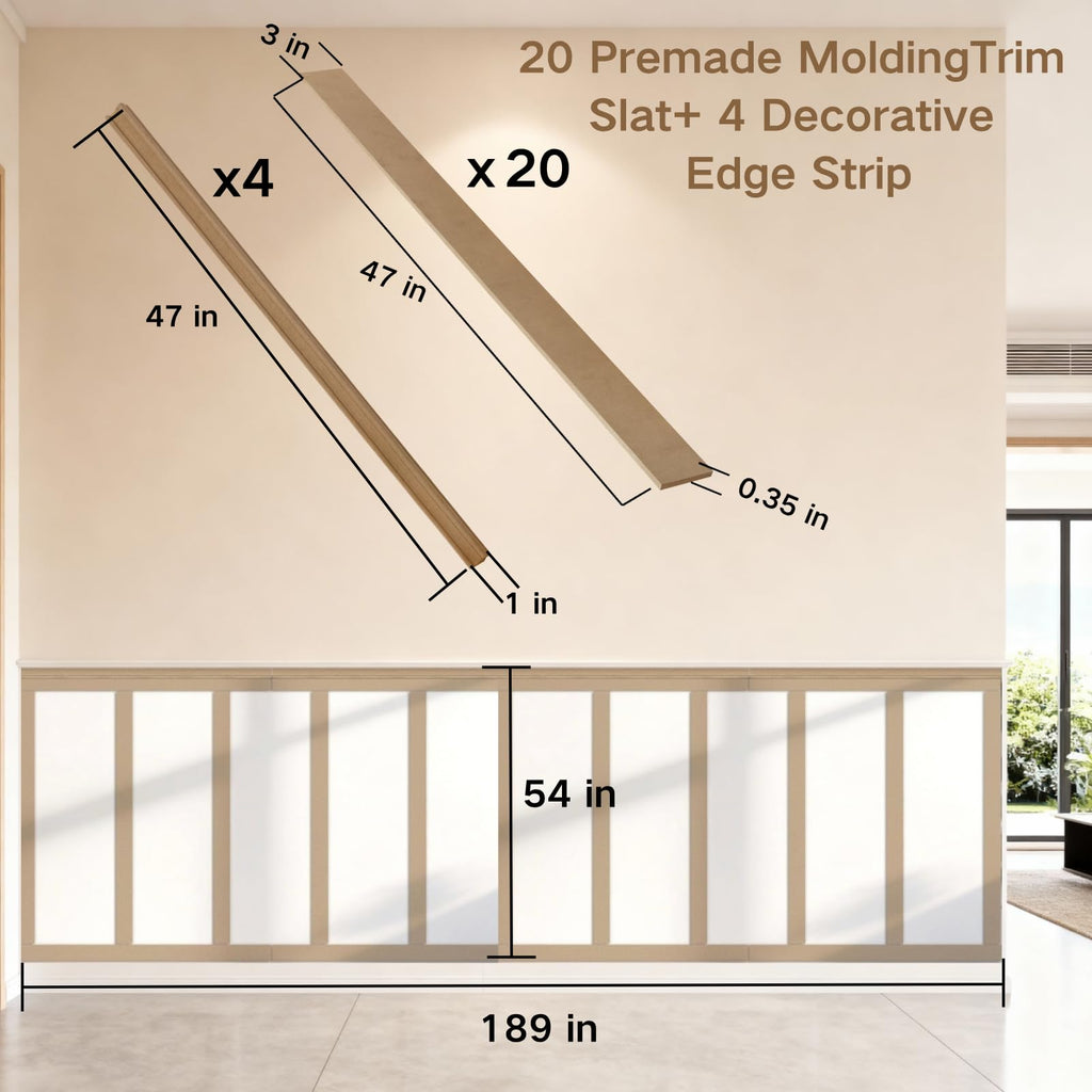189x54 in Premade Board and Batten Wainscoting Kit