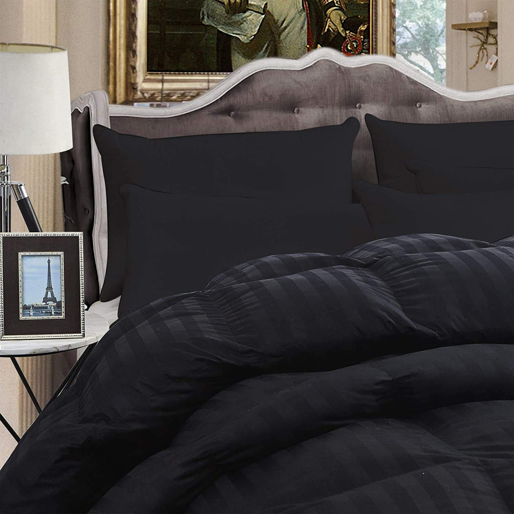 Luxurious 1200 Thread Count Siberian Goose Down Comforter, 100% Egyptian Cotton Cover, Damask Stripe, 50 Oz Fill