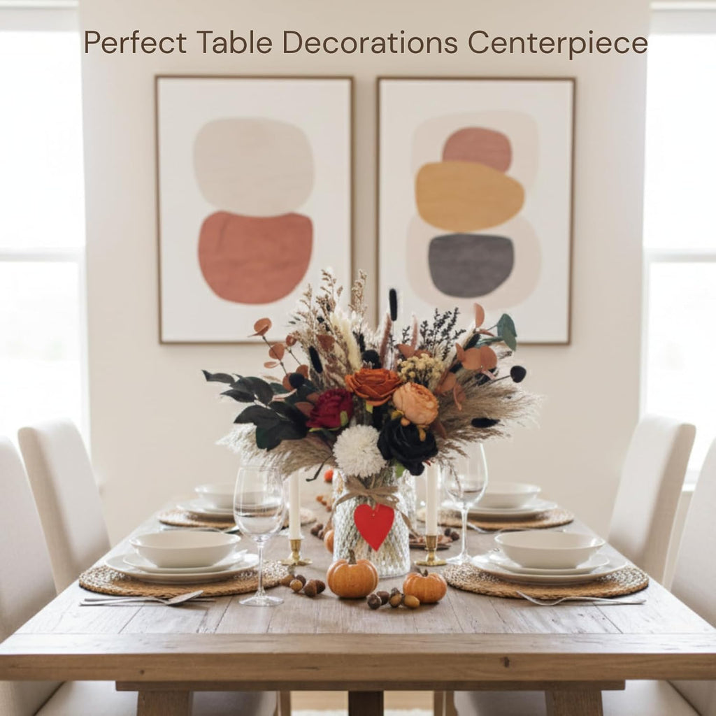 Fall Dried & Artificial Floral Centerpieces For Tables, Thanksgiving Decor - Set of 100