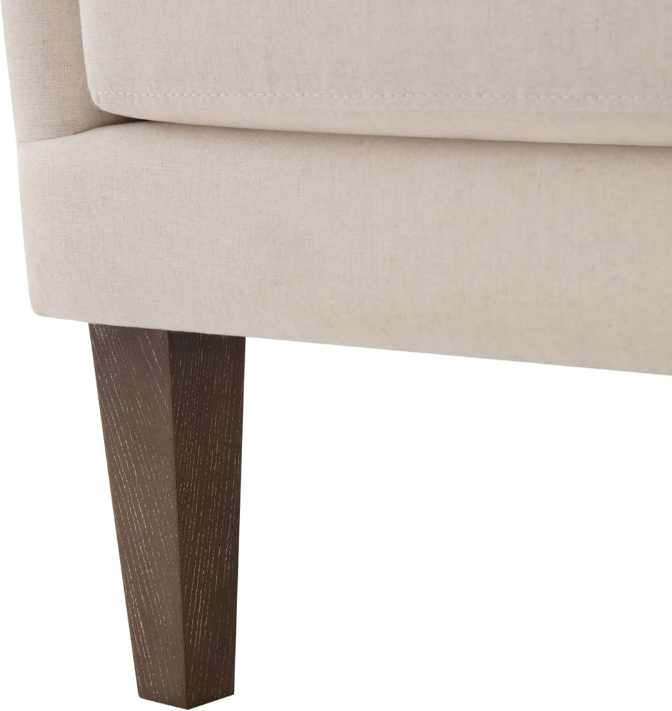 Accent Wingback Chair with Ottoman, Upholstered High Back Reading Chair, Beige Linen Blend Armchair with Nailhead