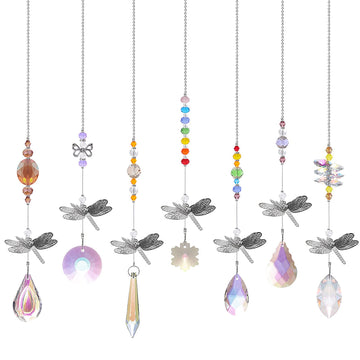 Pack of 7 Crystal Suncatchers Dragonfly Pendant Hanging for Window Wedding Garden Decor