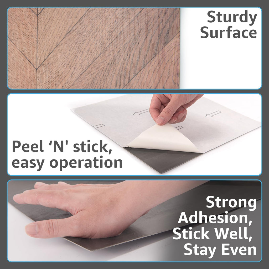 30-Pack Herringbone Peel and Stick Floor Tiles (30 Sq.Ft), Brown