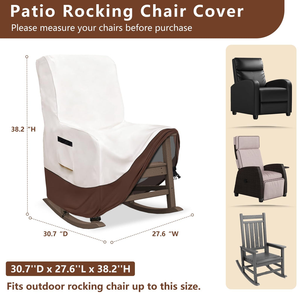 Outdoor Rocking Chair Covers, 600D Heavy Duty Waterproof Patio Recliner Chair Cover, Outdoor Furniture Covers
