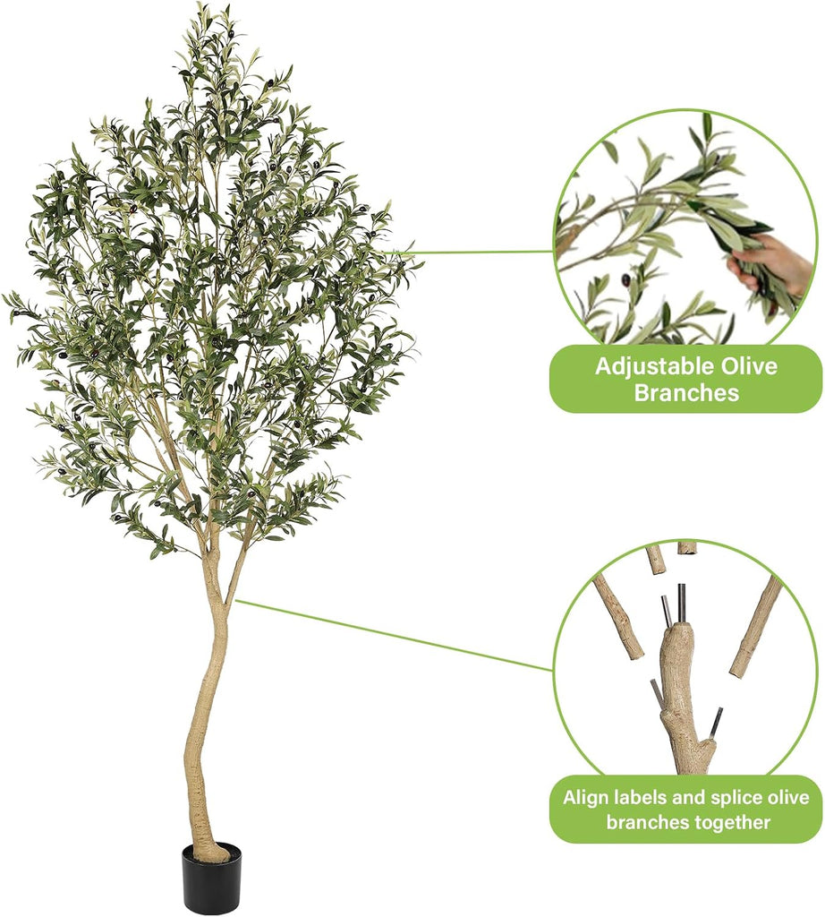 8ft Faux Olive Tree - Realistic Large Olive Trees Artificial Indoor